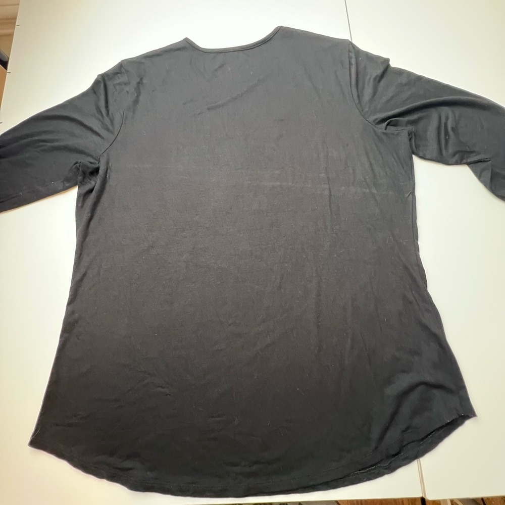 By Chico's Women's Size 2 US L Long Sleeve T-Shirt Black Crew Neck Capsule Basic - Picture 4 of 8